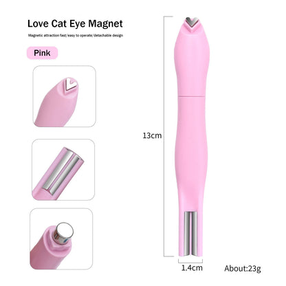 3D Love Heart Nail Magnet Stick – 3-in-1 Cat Eye, Double Line, Moon & Snake Pattern UV Gel Manicure Tool