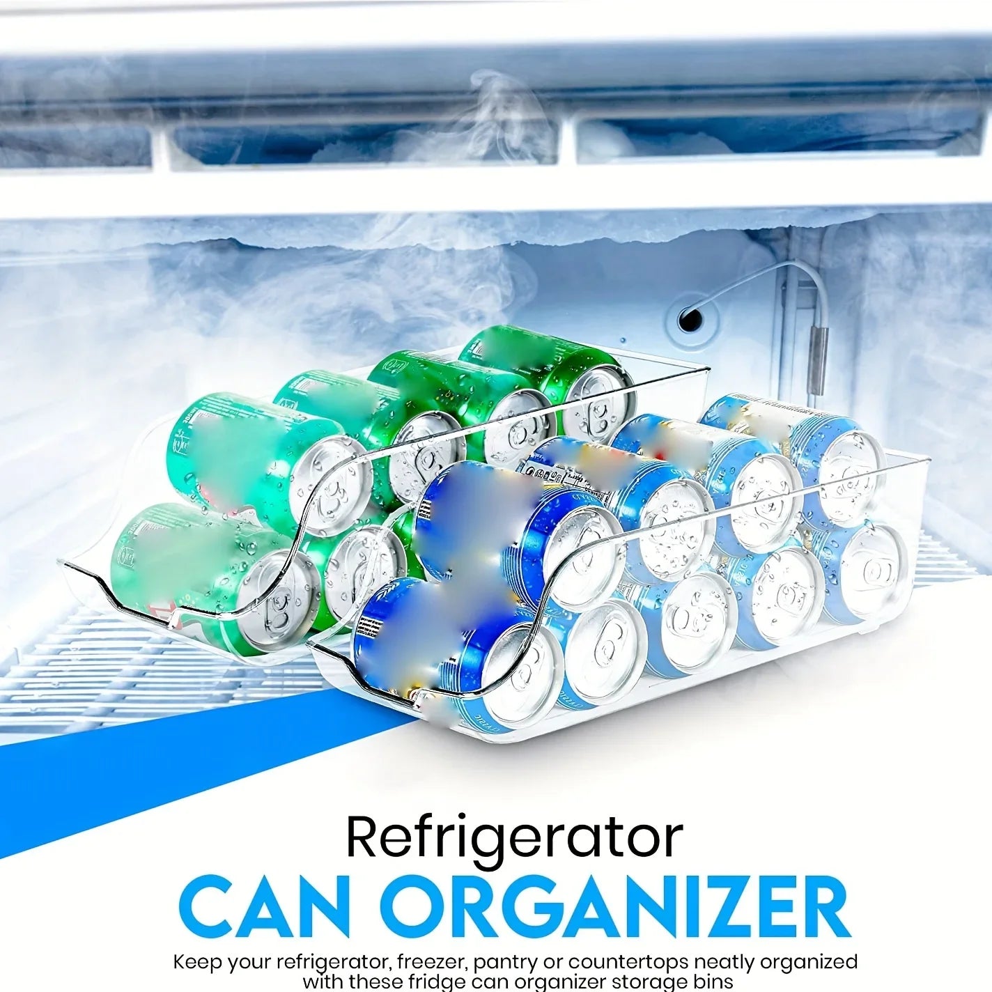 Kitchen Storage Cans | Soda Can Dispensers and Organizers for Refrigerator and Freezer | Essential Kitchen Accessories