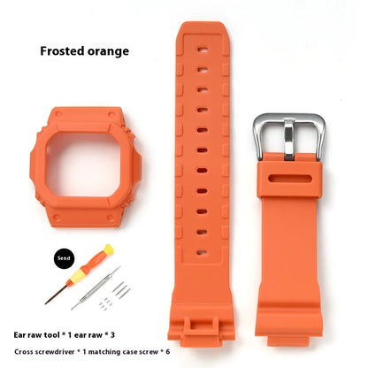 Silicone Watch Band and Case for Casio G-Shock DW-5600, DW-5610, GW-M5610 & GWB5600 - Sport Replacement Strap Set