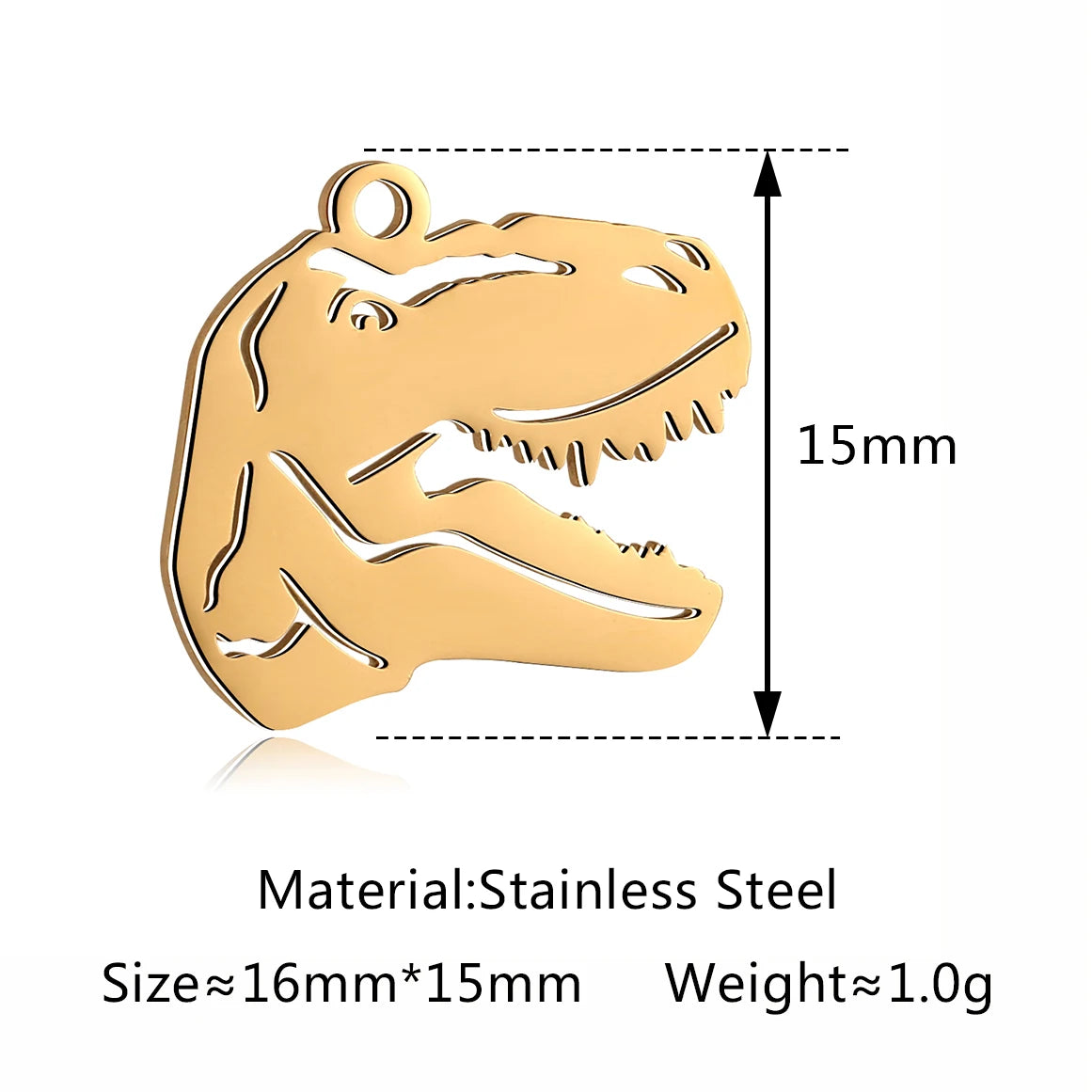 5-Piece Stainless Steel Charm Set - Magic Cube, Cross, Space Rocket, Boxing Glove, and Dinosaur DIY Jewelry Pendants