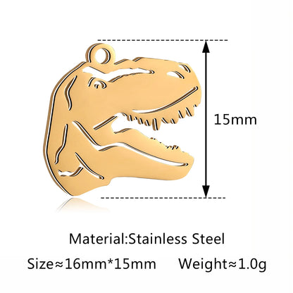5-Piece Stainless Steel Charm Set - Magic Cube, Cross, Space Rocket, Boxing Glove, and Dinosaur DIY Jewelry Pendants