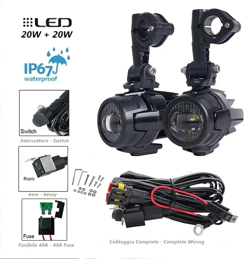 40W LED Fog Light Upgrade for BMW R1200GS, F800GS, F700GS, F650 & K1600 – 6000K Bright Motorcycle Auxiliary Lamp