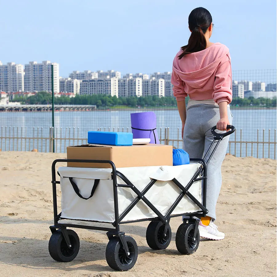 Heavy Duty Collapsible Folding Beach Wagon – Large-Capacity Portable Utility Cart for Garden & Camping