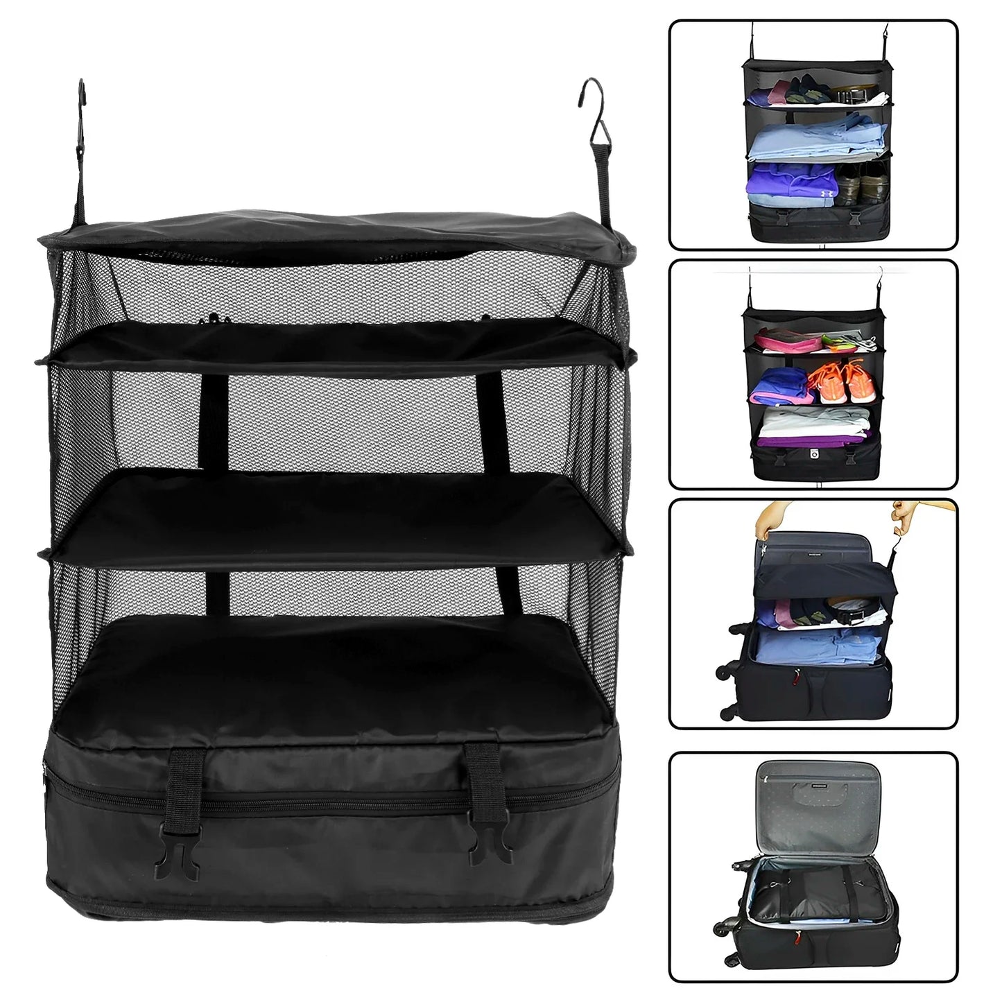 Travel Hanging Luggage Organizer | Large Capacity Foldable Clothes Storage & Garment Bag