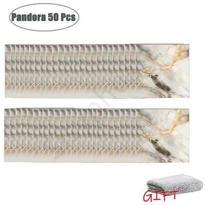 10-50Pcs PVC Marble Wall Stickers — Self-Adhesive Thickened Waterproof Tile Stickers for Bathroom Kitchen Floor Home Decor