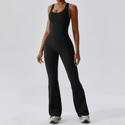 Women’s Yoga Sportswear Jumpsuit – Fitness Gym Romper Stretch Workout Bodysuit with Push Up Support