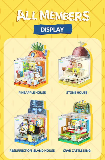 Spongebob Building Blocks Set — Patrick Star, Krusty Krab & Squidward Tentacles Desktop Model Toy for Kids & Gifts