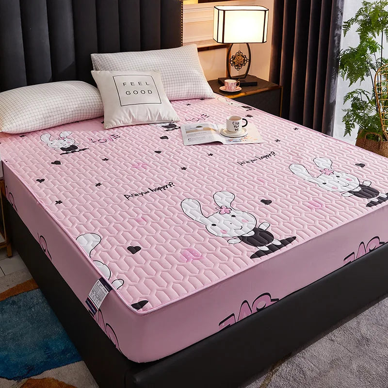Waterproof Thick Quilted Mattress Cover — Latex Pad, Skin-Friendly Fitted Sheet Protector, 150/160/180x200cm