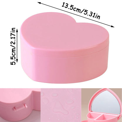 Pink Hair Accessories Storage Box - Portable Jewelry Organizer with Mirror for Girls & Travel