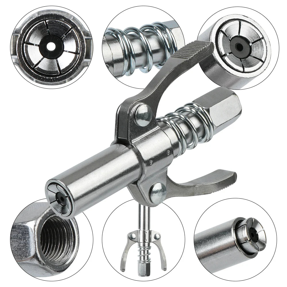 High Pressure Grease Coupler Nozzle: 10000PSI Grease Gun Pump Syringe with NPT1/8 Adapter - Brake Oil Change Tools & Car Accessories
