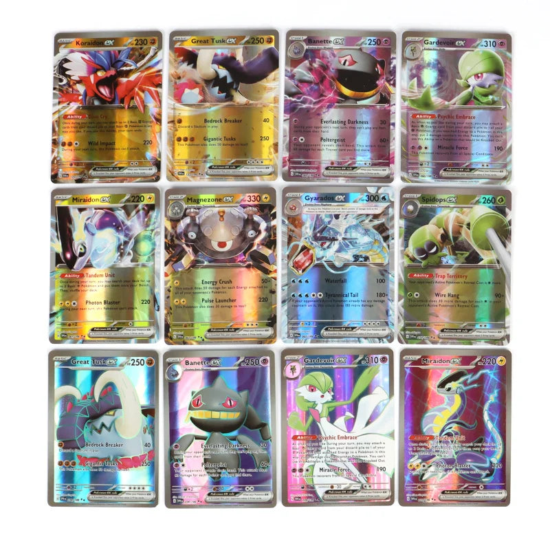 60-100Pcs English Pokemon Cards – Holographic EX, Vstar, Vmax, GX, Charizard, Mewtwo & Evolution Combos