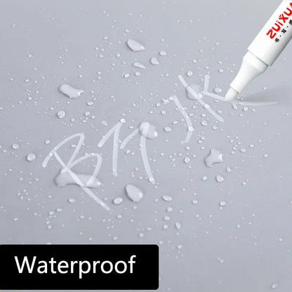 White Marker Pens Set - 2.0mm Oily Waterproof Gel Pen for DIY Graffiti, Sketching, Stationery, Writing, School Supplies