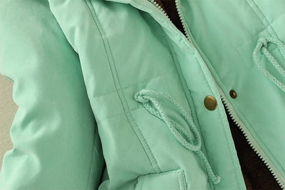2024 Women's Winter Cotton Jacket – Slim Fit Hooded Parka, Embroidered Padded Warm Casual Overcoat