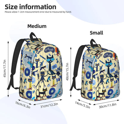 Pete The Cat Casual Backpack - Cartoon Student Laptop Shoulder Bag With Pocket For Men And Women