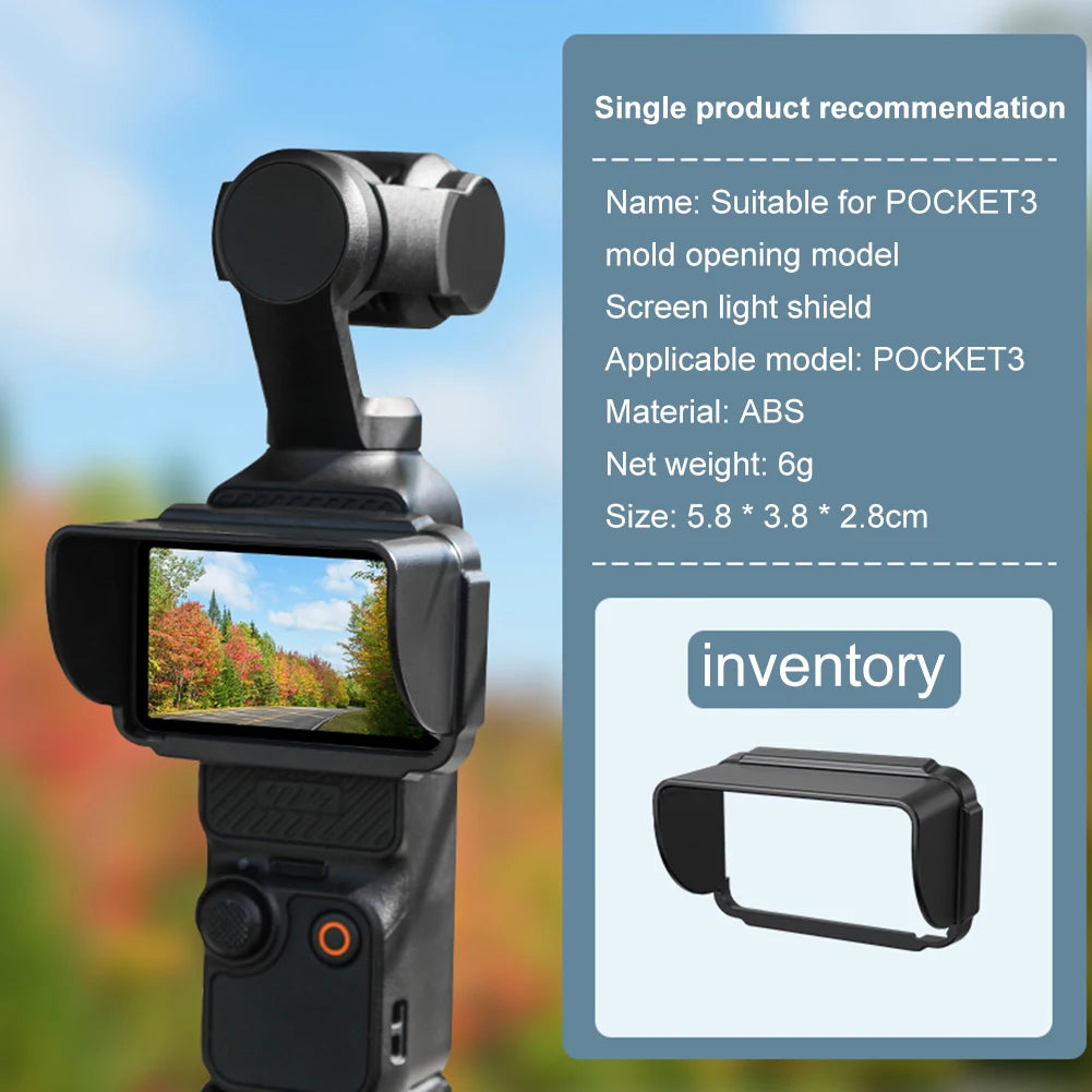 DJI Osmo Pocket 3 Sun Shade — Quick Release Lightweight Camera Screen Cover