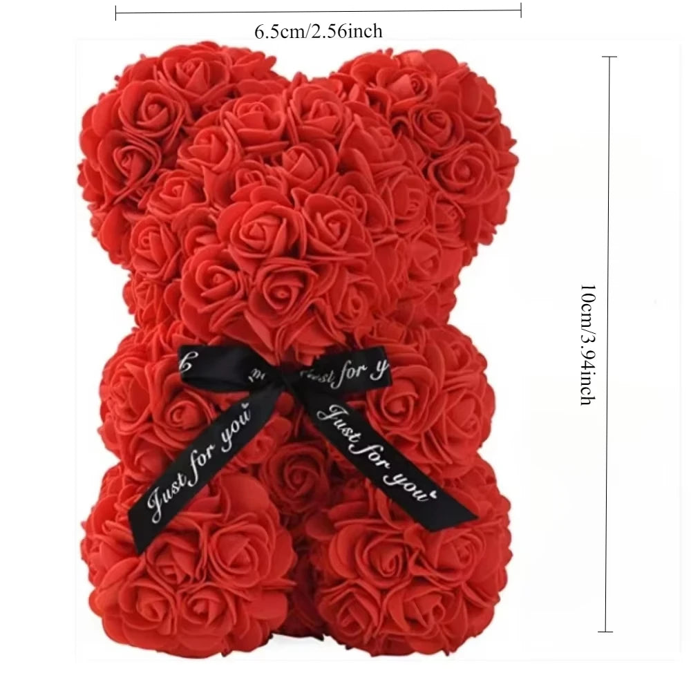 Forever Rose Teddy Bear – Artificial Flower Gift for Mom & Special Occasions