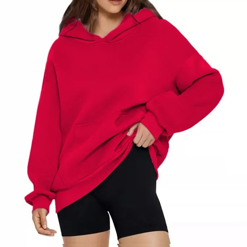 Oversized Hoodie Sweatshirt — Unisex Loose Fit, Drop Shoulder, Cuffed Sleeve Winter Casual Sportswear