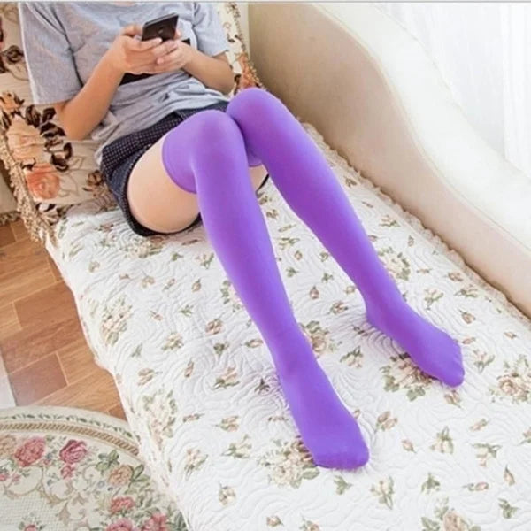 Sexy Black & White Solid Color Over-The-Knee Long Socks – Thigh-High Warm Stockings for Women & Girls