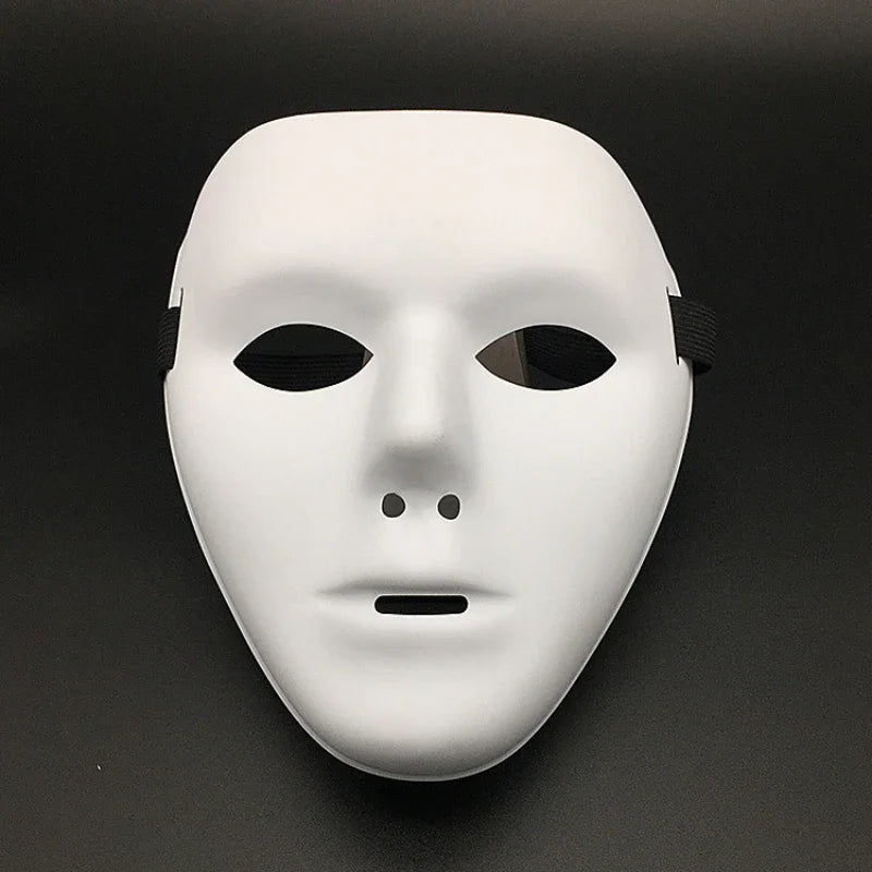 Halloween Masquerade Full Face Mask – Hand-Painted White & Black Gold Death Clown for Adults