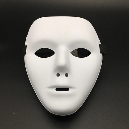 Halloween Masquerade Full Face Mask – Hand-Painted White & Black Gold Death Clown for Adults