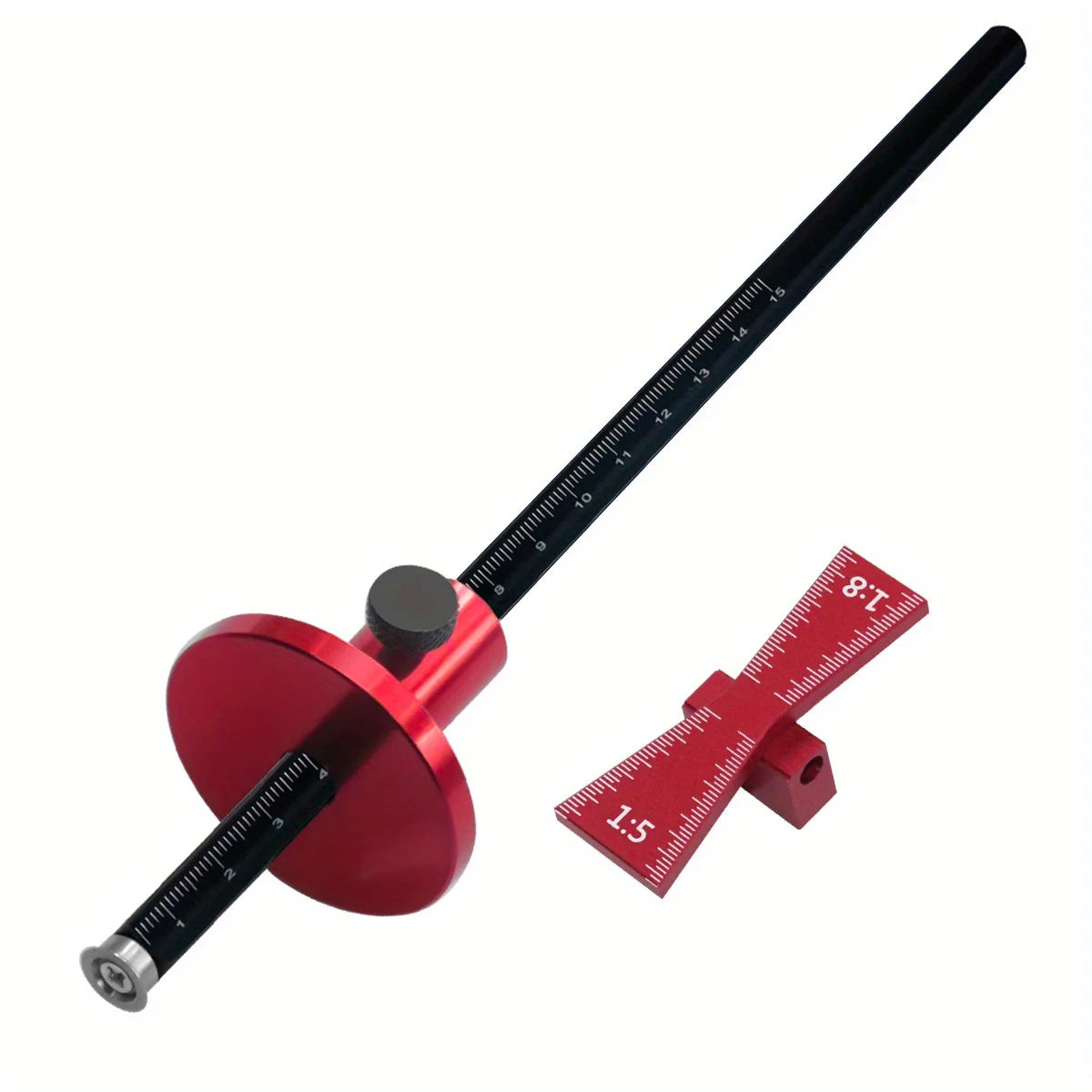 Bearing Wheel Cutter & Marking Gauge – Aluminum Dovetail Jig 1:5 1:8, Inch/MM Ruler for Soft Wood Scribing