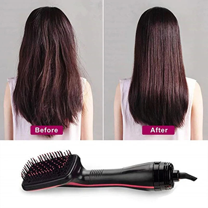 One-Step Negative Ion Hair Dryer Brush - Hot Air Comb for Curling, Straightening & Wet-Dry Styling