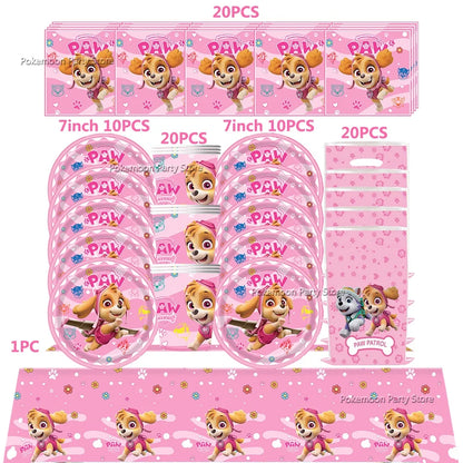 Paw Patrol Kids Birthday Party Supplies Set – Cups, Plates, Napkins, Gift Bags & Cake Toppers Decorations Kit