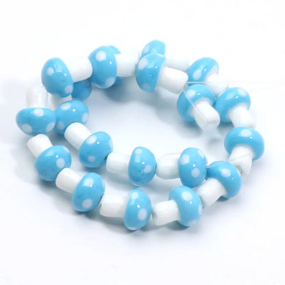 20pcs Lampwork Glass Mushroom Beads - Colorful Loose Beads for DIY Jewelry Making, Handmade Crafts & Accessories