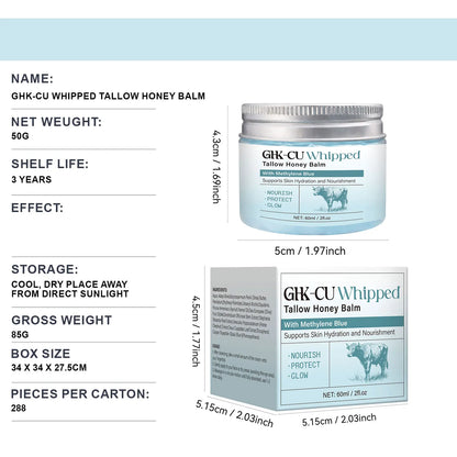 Copper Peptide GHK-Cu Beef Tallow Balm - Blue Balm with Manuka Honey & Vitamin E Face Moisturizer