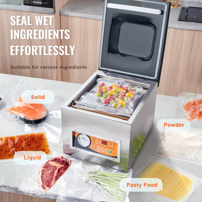 SucceBuy DZ-260S Chamber Vacuum Sealer — 260W Vacuum Packing Machine with 10.2" Seal for Wet Foods & Meats, Home Kitchen Use