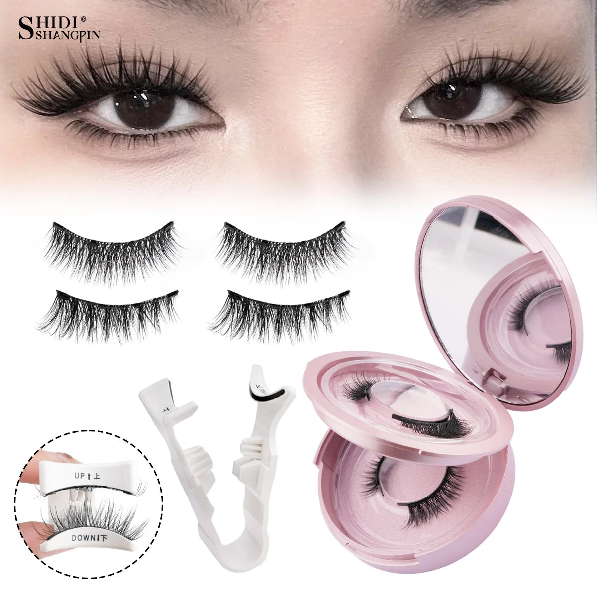 Magnetic Eyelashes Set – 3D Mink Reusable False Lashes 1/2 Pairs with Tweezers, Natural Long Makeup Kit
