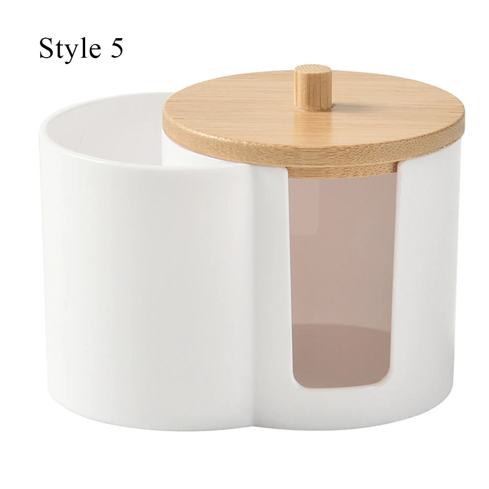 Cotton Round Pad & Powder Puff Holder – Dustproof Portable Makeup Organizer Box for Home, Durable Bathroom Storage Jar
