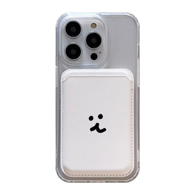 Cute Dog Cartoon Magnetic Phone Card Holder – Back Case Wallet for iPhone 15/14 with MagSafe Slot for ID & Bank Cards