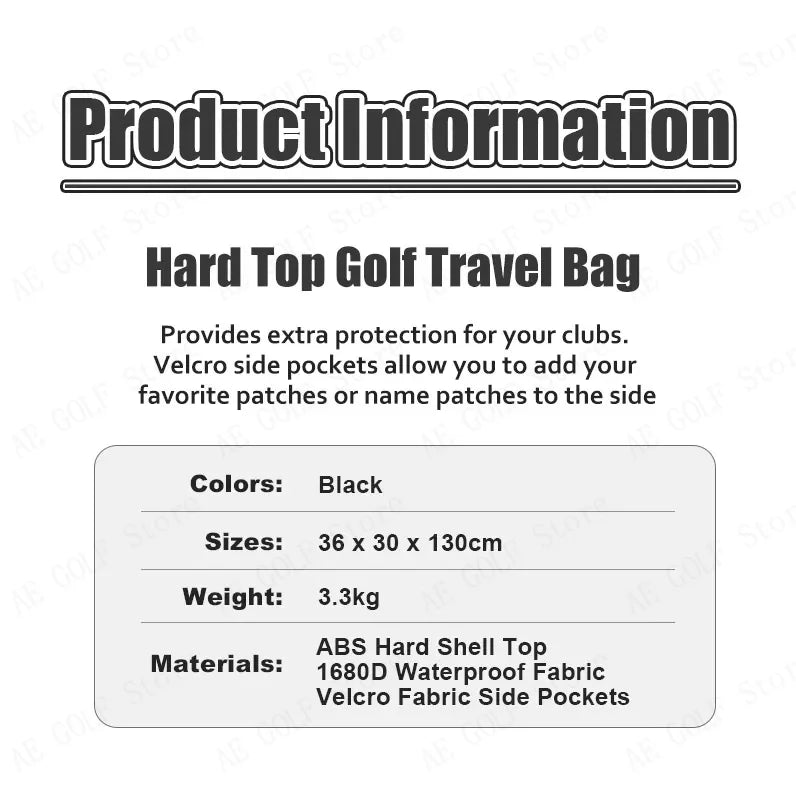 PlayEagle Hard Top Golf Travel Bag with Wheels — Foldable Hardcase with Support Rod, Portable Golf Bag 2024 HKB001