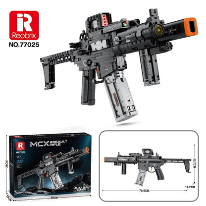 1589PCS MCX Tactical Rifle Building Block Set – Detachable Magazine Gun Model Toy for Kids & Holiday Gifts