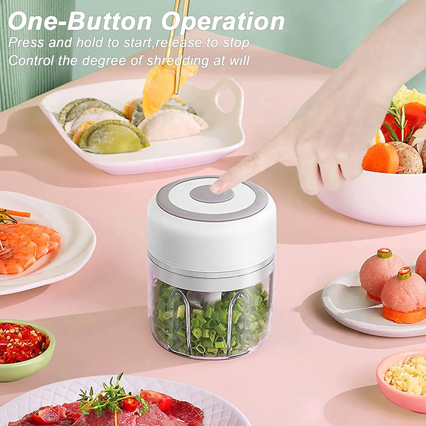 Mini Electric Kitchen Food Chopper: USB Portable Garlic Masher, Meat Grinder, Vegetable Chopper - Essential Kitchen Gadget