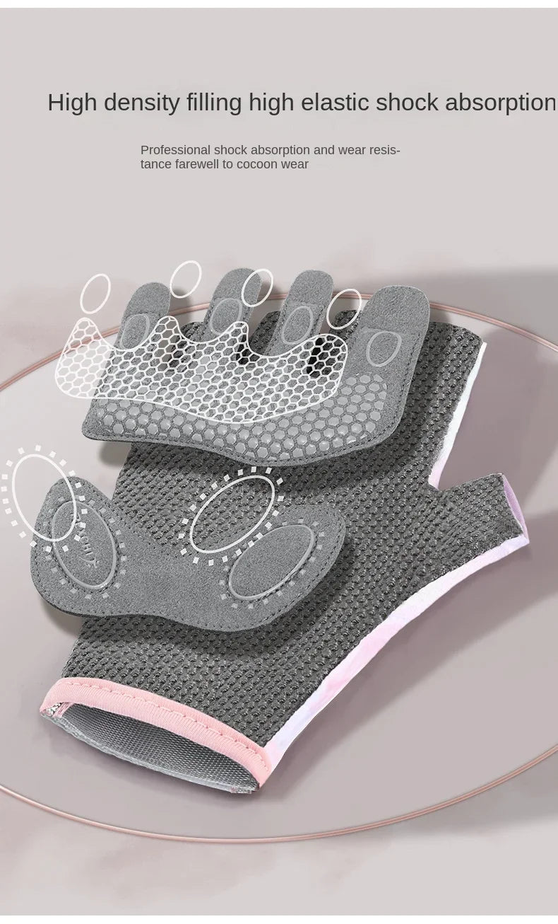Women's Half Finger Sports Gloves – Anti-Slip, Shock-Absorbing, Breathable Fitness and Outdoor Gloves