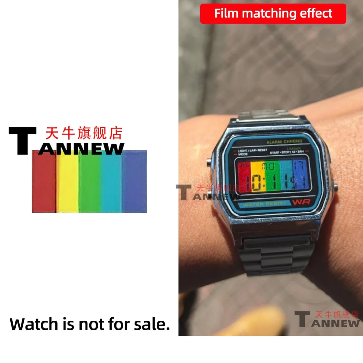 Casio F-91W A158W A168 Mod Kit - STN HD Display, Rainbow Gradient Display Sticker & Complete Watch Makeover Set