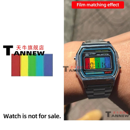 Casio F-91W A158W A168 Mod Kit - STN HD Display, Rainbow Gradient Display Sticker & Complete Watch Makeover Set
