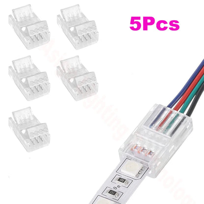 5PCS LED Strip Connectors - 8mm 10mm Solderless Strip to Wire Clips Adapter for 2Pin 3Pin 4Pin SMD 5050 2811 Lights