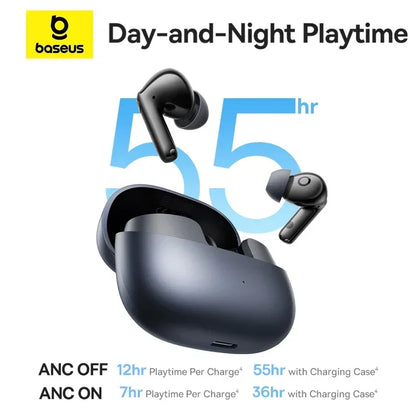 Baseus EP10 Pro ANC Wireless Earbuds – Bluetooth 6.0 Hi-Res Earphones with 6 Mics, 50dB Adaptive Noise Cancellation, LDAC, IP55