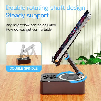 Adjustable Phone Stand with Bluetooth Speaker - Portable Desktop Holder for Phones and Tablets