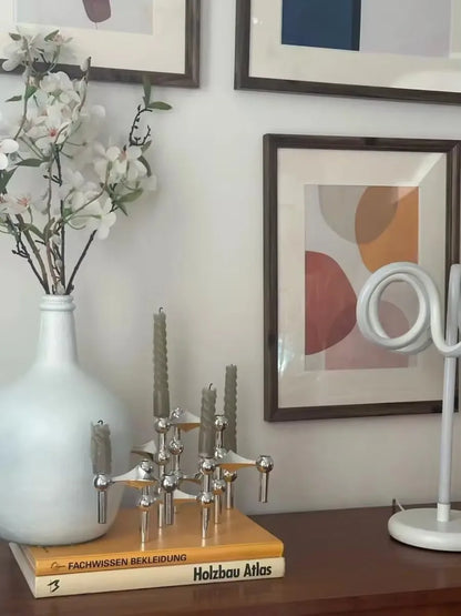 Metal Molecular Structure Candle Holder – Nordic Silver Candelabra Centerpiece for Living Room Decor & Gift