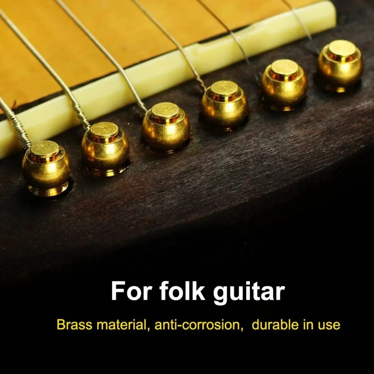 6 Pcs Brass Guitar Bridge Pins – String Pegs with Bridge Pin Puller, Guitar Parts Replacement