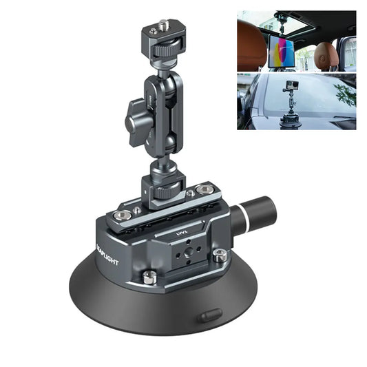 Hand Pump Suction Cup Camera Mount – 360° Adjustable Holder with NATO Clamp for GoPro, Insta360, DSLR & Action Cameras (1/4" & 3/8")