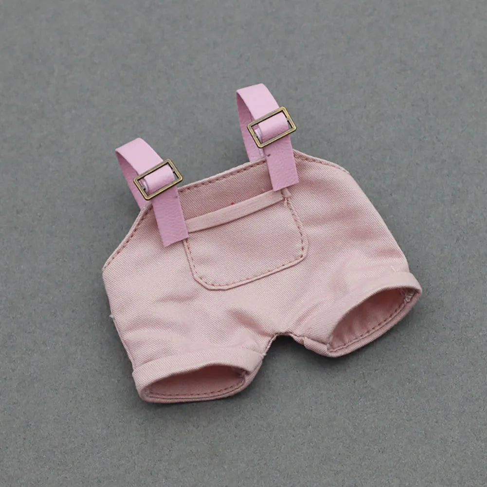 17cm Labubu Doll Clothes Set - Macaron Overalls with Color-Matched Accessories for Dolls