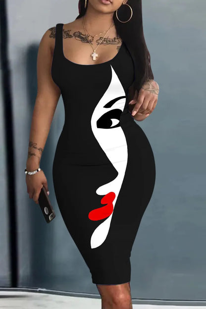 Women’s World Map Mini Dress – Harajuku Sleeveless Sundress with Geometric 3D Print, Sexy Fun Vestido Summer Clothing