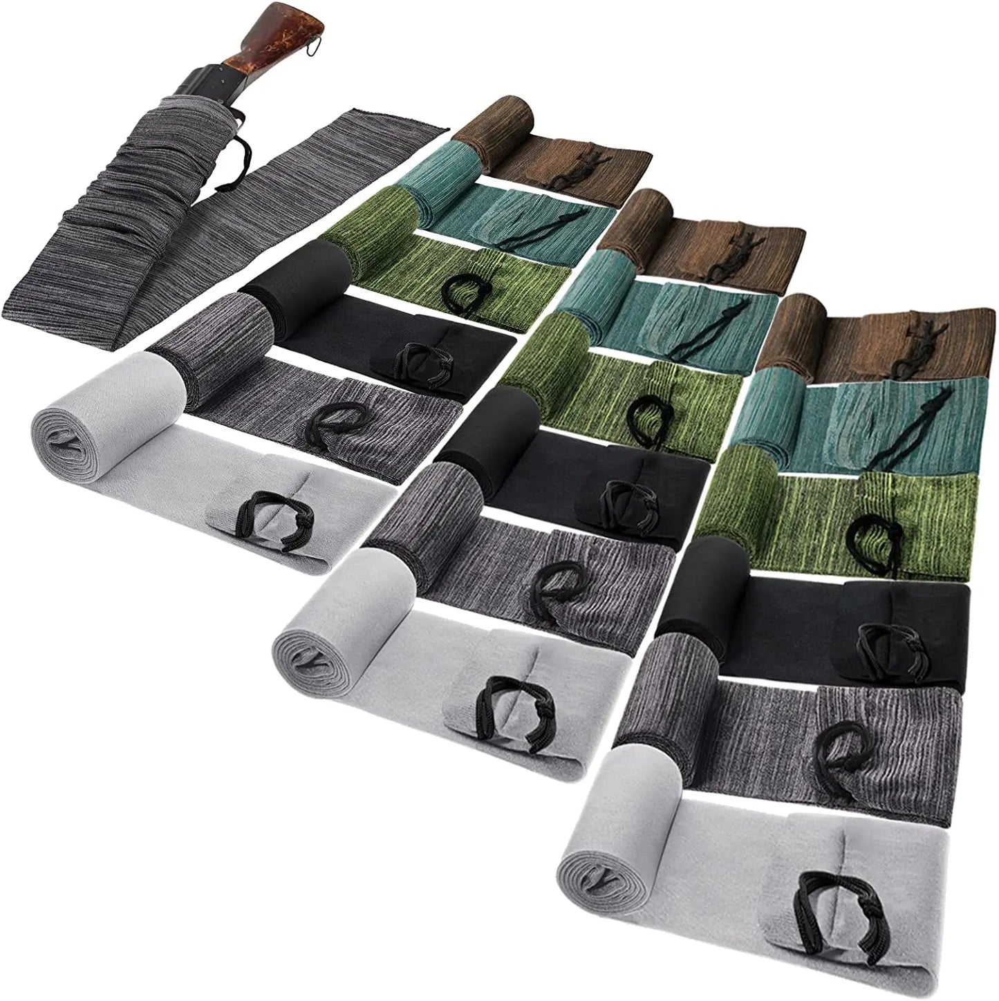 18Pcs Tactical Elastic Storage Socks – 55 Inch Dustproof Knitted Gun Sleeve Organizer Carrying Bag Set for Hunting Accessories