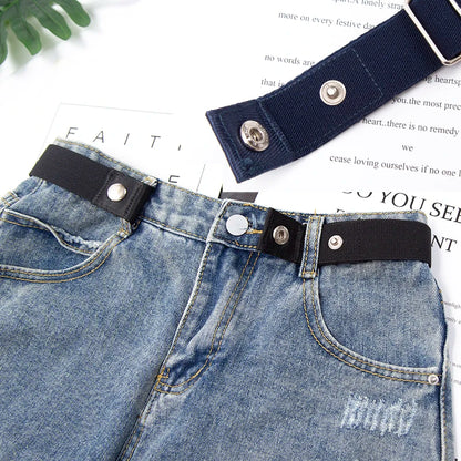 Elastic Buckle-Free Canvas Belt for Women – Stretch Waist Belt for Jeans & Pants, Invisible Lazy Belt