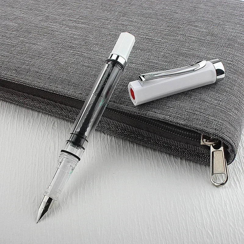 3059 Piston Fountain Pen – High-Quality Transparent Resin with EF/F Nib (0.38/0.5mm) for Business & Gift